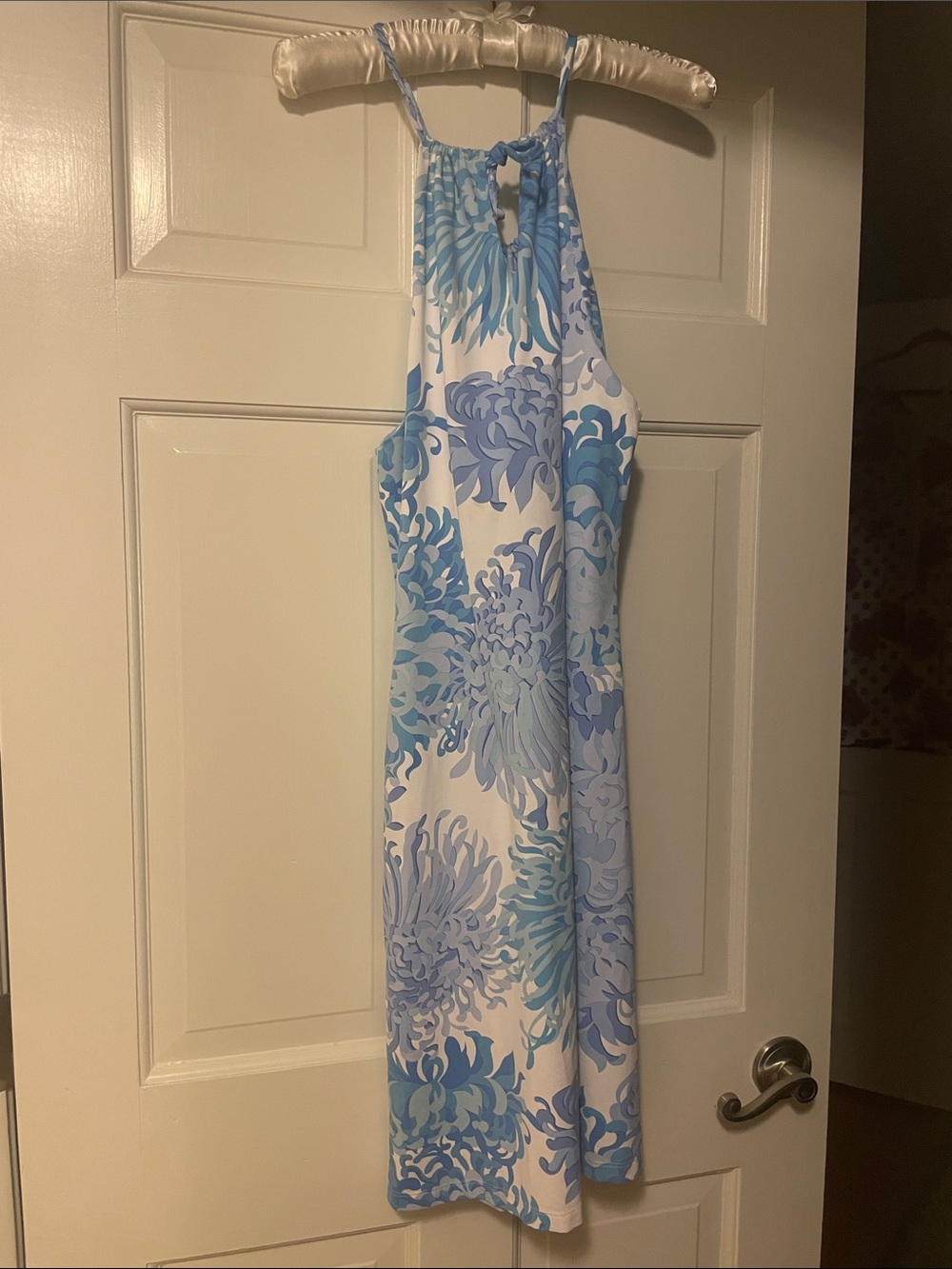 J. McLaughlin Blue and White Floral Halter Midi Dress